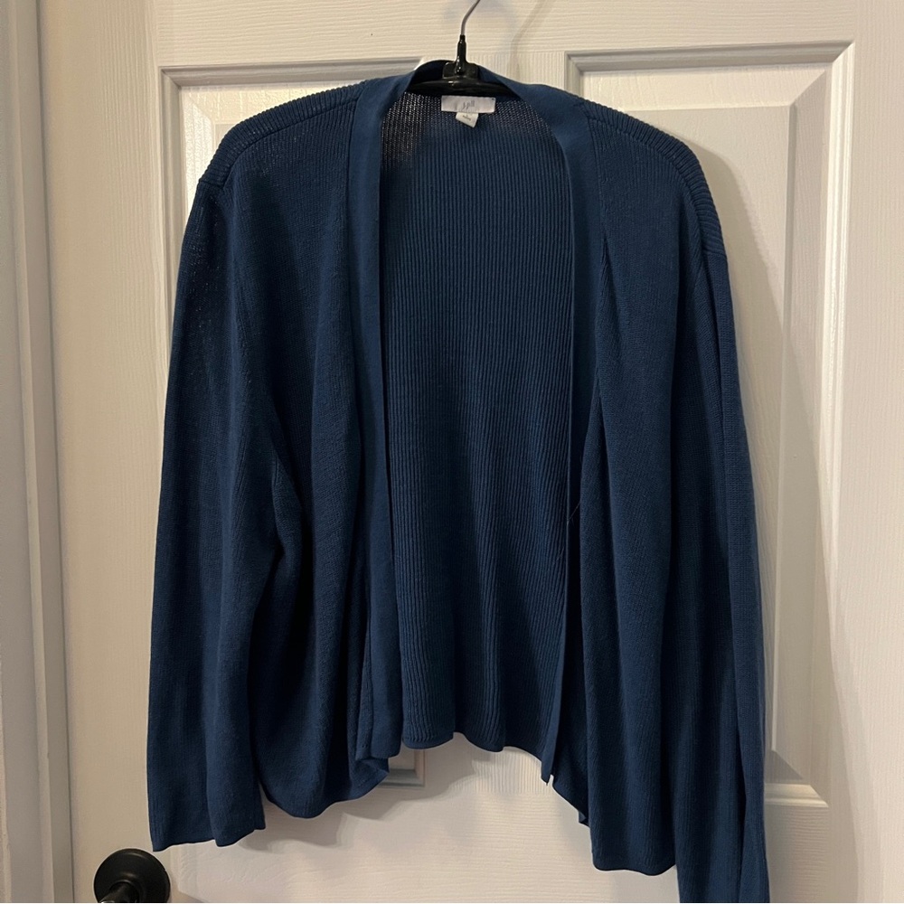 J.Jill Open Front Cardigan - Blue Petite Large
